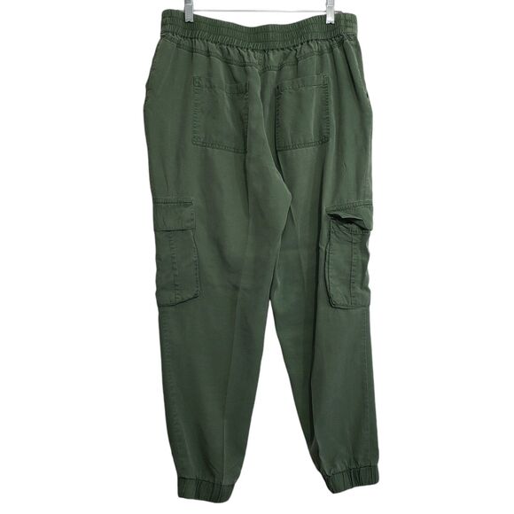Vince Camuto Woman's 100% Lyocell Green Cargo Pants with Elastic Ankles, Medium - Picture 1 of 12